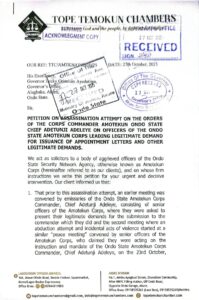 Tension in Ondo as Amotekun Officers Cry Out Over Alleged Assassination Attempt by Commander