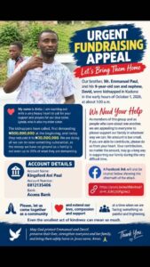Family Appeals for Financial Support to Secure Release of Three Kidnap Victims in Kaduna